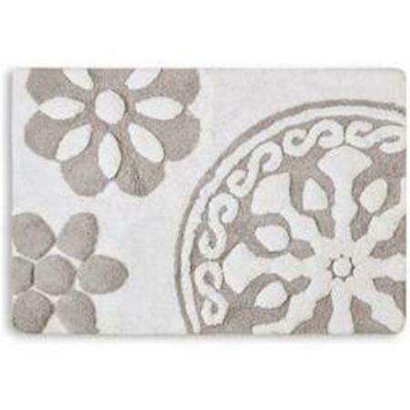 MADISON PARK 20 x 30 in. Medallion Cotton Tufted Bath Rug, Grey MP72-4430